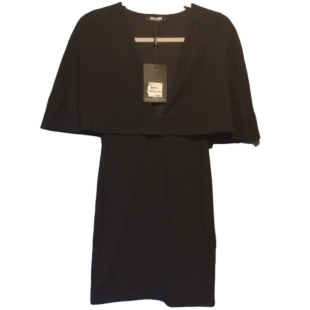 BLACK Cape dress by misguided with attached cape size 4 Goth Punk